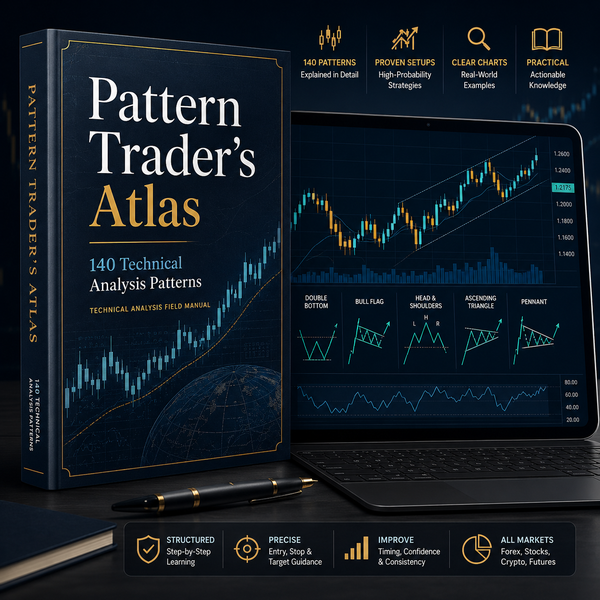 Pattern Trader's Atlas cover showing 140 technical trading patterns